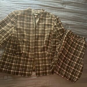 Liz Claiborne Black and Pink Plaid Blazer